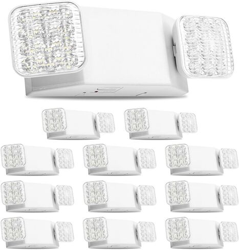 VEVOR 12 Pack Emergency Lights for Business, with Battery Backup, Commercial LED Emergency Exit Lighting Fixtures, AC 120/277V, with Two Square Head Adjustable, 90-Minute Backup, for Business, White in Saudi Arabia