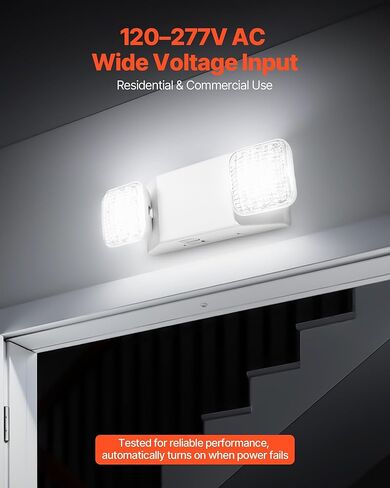 VEVOR 12 Pack Emergency Lights for Business, with Battery Backup, Commercial LED Emergency Exit Lighting Fixtures, AC 120/277V, with Two Square Head Adjustable, 90-Minute Backup, for Business, White in Saudi Arabia