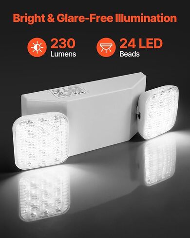 VEVOR 12 Pack Emergency Lights for Business, with Battery Backup, Commercial LED Emergency Exit Lighting Fixtures, AC 120/277V, with Two Square Head Adjustable, 90-Minute Backup, for Business, White in Saudi Arabia