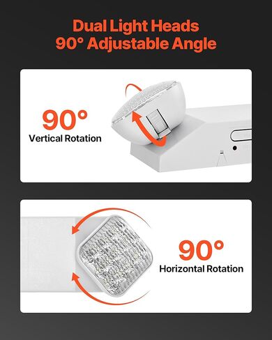 VEVOR 12 Pack Emergency Lights for Business, with Battery Backup, Commercial LED Emergency Exit Lighting Fixtures, AC 120/277V, with Two Square Head Adjustable, 90-Minute Backup, for Business, White in Saudi Arabia