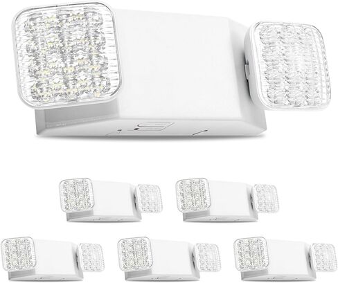 VEVOR 12 Pack Emergency Lights for Business, with Battery Backup, Commercial LED Emergency Exit Lighting Fixtures, AC 120/277V, with Two Square Head Adjustable, 90-Minute Backup, for Business, White in Saudi Arabia