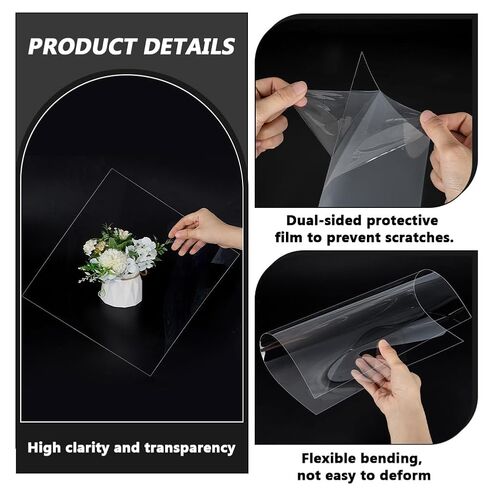 12 قطعة من ألواح بلاستيكية شفافة من FINGERINSPIRE، مقاس 12 × 12 بوصة، ألواح رقيقة مرنة وخفيفة الوزن من PET، أوراق رقيقة مربعة شفافة للمشروعات اليدوية اليدوية/إطار الصورة/الدعوات/إطارات الملصقات in Saudi Arabia
