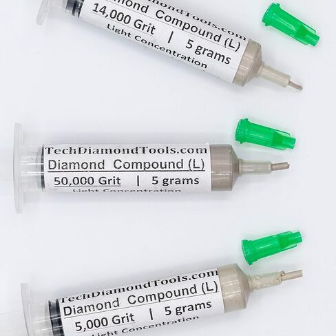 مجموعة TechDiamondTools مكونة من 3 معجون تلميع مركب تلميع الماس، صنع في الولايات المتحدة الأمريكية 5000 14000 50000 حصى للرخام والزجاج المعدني والصخور والمجوهرات والراتنج والأحجار الكريمة الفضية مع 10٪ من مسحوق الماس in Kuwait