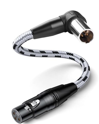 كابل XLR صغير بزاوية قائمة إلى XLR، محول أنثى XLR صغير احترافي ذو 3 دبابيس ذكر إلى XLR أنثى لـ BMPCC 4K/6K Pro، Canon C70، مساعدة الفيديو - سلك ميكروفون صوتي متوازن (1.5 قدم / 0.5 متر، مضفر) in Kuwait
