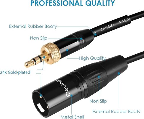 Devinal Replacement Locking 1/8 to XLR Male Output Cable Compatible with EK100 Receiver, Saramonic Receivers, Saramonic UwMic9, VmicLink5, UwMic10 and UwMic15 Receivers in Saudi Arabia