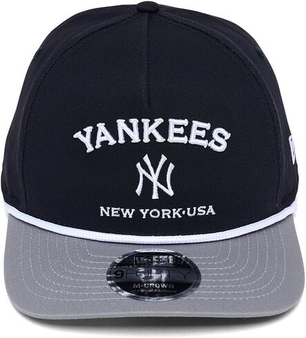قبعة New Era NY New York Yankees 9FORTY M-Crown Arch Snapback، قبعة قابلة للتعديل باللون الأزرق الداكن والرمادي in Saudi Arabia