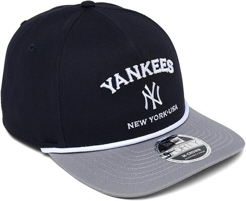 قبعة New Era NY New York Yankees 9FORTY M-Crown Arch Snapback، قبعة قابلة للتعديل باللون الأزرق الداكن والرمادي in Saudi Arabia