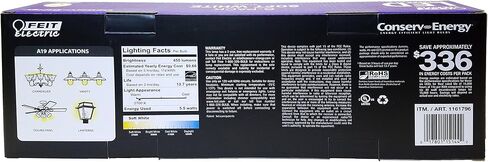 Feit Electric Led Dimmable 40W / 5.5W ناعم أبيض كريستالي شفاف موفر للطاقة 6 عبوات in Saudi Arabia