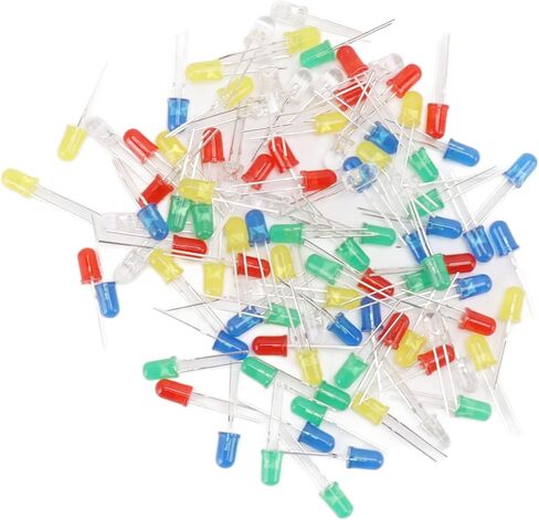 5mm LED Diodes, 100pcs Red Green Yellow Blue White Light Emitting Diodes with High Brightness Low Light Decay, for DIY Science Project Appliance Repair in Saudi Arabia