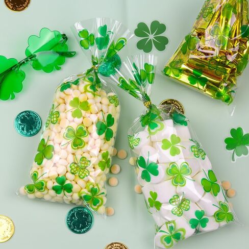 أكياس علاج السيلوفان لعيد الميلاد من AREOK مع ربطات عنق، أكياس حلوى جودي للوجبات الخفيفة - 100 قطعة من البلاستيك الشفاف لعيد الميلاد من السيلوفان هدية كوكي جودي حقيبة طعام للحفلات وحقائب للحلوى، حقيبة حلوى للعطلات in Kuwait