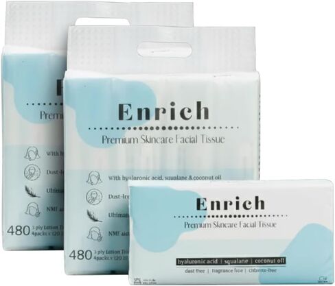 Enrich Facial Tissues – Silky-Smooth Comfort for Repeated Use, Low Dust (8 Packs, 960 Tissues, 3-Ply) in Saudi Arabia