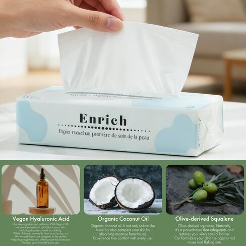Enrich Facial Tissues – Silky-Smooth Comfort for Repeated Use, Low Dust (8 Packs, 960 Tissues, 3-Ply) in Saudi Arabia