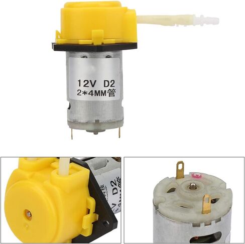 BRRNOO Dosing Pump, Micro Water Liquid DC12V 2 * 4mm Yellow For Aquarium Lab Analytical in Saudi Arabia