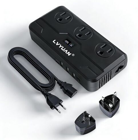 220V to 110V Voltage Converter with LCD Display, LVYUAN Universal Travel Adapter with UK/EU/AU Power Plug Adapter, Step Down Transformer for Hair Straightener Curling Iron CPAP (White) in Saudi Arabia