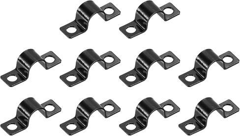 HARFINGTON 1/8 بوصة مشبك أنابيب على شكل حرف U، 50 قطعة من مشابك شد حزام أنبوب U من الفولاذ الكربوني مشبك حزام مزدوج الثقب لتثبيت كابل أنبوب الأنبوب (3 مم، أسود) in Kuwait