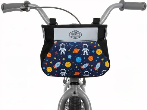 Kids Bike Basket with Cup Holder by Tote & Kari ∣ Waterproof & Durable Accessories ∣ Children's Front Handlebar Bag ∣ Rugged Zipper Pocket, Fits Girls, Boys, Kids & Adult Bicycles & Scooters. in Saudi Arabia
