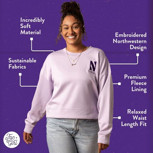 Fan Girl Women’s Northwestern Women’s Sweatshirt, Super Soft Wildcats Ladies Modal Crewneck, Purple, Sizes S-2XL in Saudi Arabia