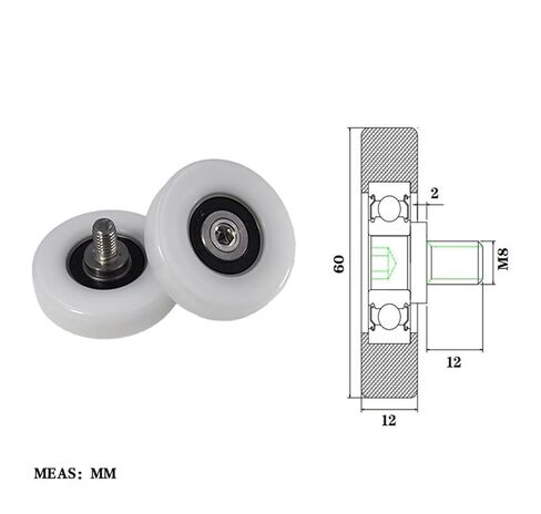 Externally Threaded POM Plastic Bearing BS620060-12C2L12M8 high wear-Resistant Nylon Threaded Guide Wheel in Kuwait