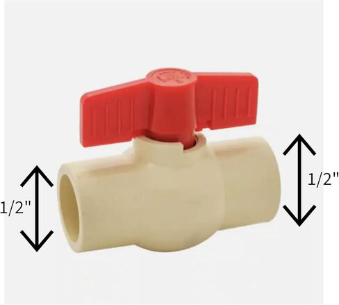 (عبوة من 10) صمام كروي منزلق CPVC مقاس 1/2 بوصة، مذيب × مذيب، مقبض دوار 1/4 in Kuwait