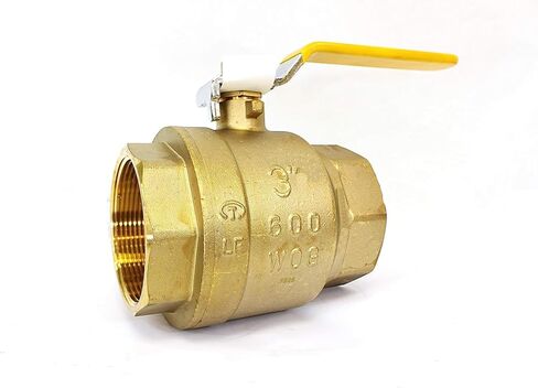 3" Brass Ball Valve Female Threaded IPS Full Port Irrigation Water Valves Yellow Mechanical Lever Handle Inline Steam Oil ASME B 16.33 150 WSP 600 WOG Supplies Hot Cold Pipes CSA Approved in Saudi Arabia