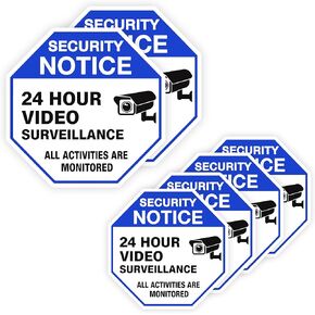 | Video Surveillance Sticker (6 Pcs), (TWO SIZES, 2 LARGE 3.5" & 4 MEDIUM 2.65") – Strong Adhesive, Durable, Waterproof Security Signs – Perfect For Indoor & Outdoor Use To Secure Your Business, Home, Vehicle, rtc. in Kuwait
