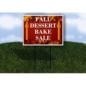 Fall Dessert Bake Sale Autumn Frame Colorful Maple Leaves On Red Background Up Arrows A-Frame Single Sided 23x23 in. sign in Kuwait