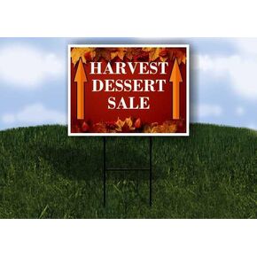 Harvest Dessert Sale Autumn Frame Colorful Maple Leaves On Red Background Directional Arrows A-Frame Double Sided 23x23 in. sign in Kuwait