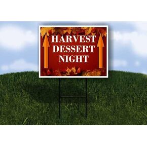 Harvest Dessert Night Autumn Frame Colorful Maple Leaves On Red Background Directional Arrows A-Frame Double Sided 23x23 in. sign in Kuwait