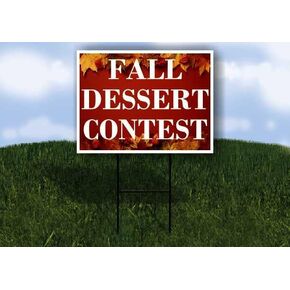 Fall Dessert Contest Autumn Frame Colorful Maple Leaves On Red Background Directional Arrows A-Frame Double Sided 23x23 in. sign in Kuwait
