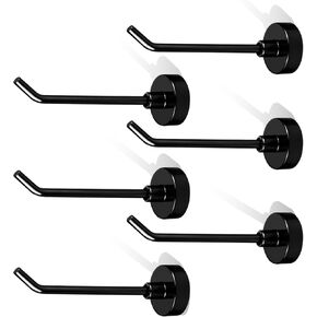 6 قطع خطافات مغناطيسية بوزن 1.7 رطل من خطافات مغناطيس النيوديميوم لمقصورة الرحلات البحرية والثلاجة والمطبخ، بدون خطافات تعليق للحفر، خطاف مغناطيسي أسود طويل للمفاتيح والمناشف وأدوات المطبخ in Kuwait