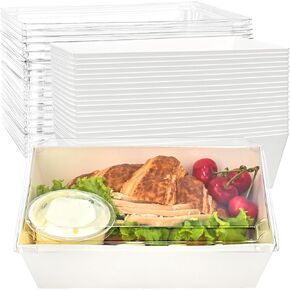 Ocmoiy 8 x 6 Inch Paper Charcuterie Boxes with Clear Lids, 20 Pack Disposable Take Out Paper Deli Food Containers Brown Bakery Boxes for Cake Slice, Cupcakes, Sandwiches, Cocoa Bombs in Kuwait