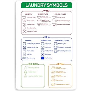 Laundry Symbols Chart Magnet (5x7.6 Inches) – Laundry Care Symbols Chart for Washing Machine & Dryer – Magnetic Laundry Room Must Haves – Stylish Laundry Room Accessories for Easy Clothing Care in Kuwait