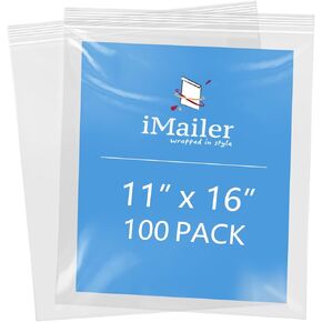 iMailer- 10" x 12" 100 Pack- 2 Mil Resealable Zip Bags- Clear Plastic Bags with Zip Top Lock for Storage, Organizing, Crafts, Travel in Kuwait