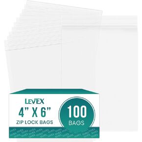 Levex - 4" x 6" (100 Count) 2 Mil Clear Reclosable Zip Plastic Poly Bags with Resealable Lock Seal Zipper for Travel, Storage, Packaging & Shipping in Kuwait