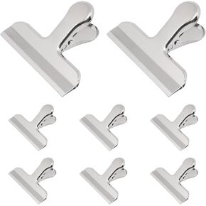 3 قطع من مشابك رقاقة الفضة بعرض 3 بوصة من الفولاذ المقاوم للصدأ للكمبيوتر الدفتري على شكل حرف T مشبك حقيبة الطعام شديد التحمل مشبك معدني بمفصلة ومشابك ملف للمطبخ المنزلي والمكتب in Kuwait