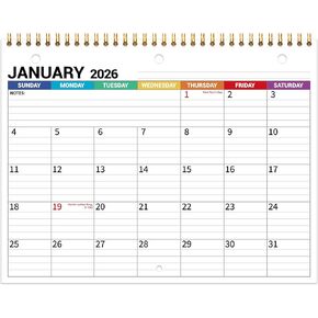 تقويم 2026، تقويم حائط 2026 12 شهرًا، 8.5 بوصة × 11 بوصة، يناير 2026 - ديسمبر 2026، تقويم مثقوب ثلاثي الفتحات، صفحات مبطنة للمذكرات بورق سميك، تجليد حلزوني، العطلات، مراحل القمر، أزرق in Kuwait
