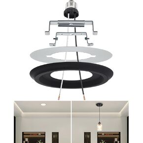 مجموعة تحويل الإضاءة من Luvkczc لتركيبات السقف مقاس 5 بوصات و6 بوصات - ترقية الإضاءة المعلقة/المعلقة، تتضمن مقبس E26، ودعامة تثبيت، ولوحة سقف مستديرة (أبيض) in Kuwait