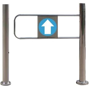 بوابة متأرجحة أوتوماتيكية - جهاز خروج بالدفع في اتجاه واحد، حاجز أمان من الفولاذ المقاوم للصدأ، لليد اليمنى، 70 × 97 سم، مثالية للاستخدام التجاري والسكني. in Kuwait