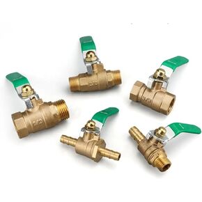 Thickened Copper Ball Valve 1/4 3/8 1/8 1/2 3/4 BSPT Internal Thread Barb 8/10/12mm for Water Pipe Switch Heating Valve(1l4,Female to Male) in Kuwait