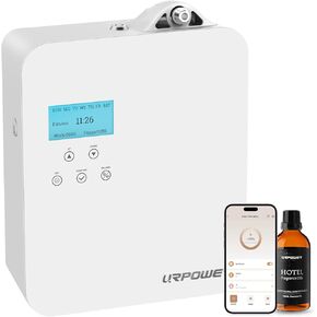 موزع رائحة رذاذ بدون ماء سعة 300 مل من URPOWER يصل إلى 3000 قدم مربع، جهاز التحكم الذكي بالتطبيقات HVAC/الجدار للعلاج بالروائح العلاجية بالهواء البارد مع زجاجة زيت قابلة للقفل للمنزل/المكتب/الفندق، متضمن زيت بداية in Kuwait