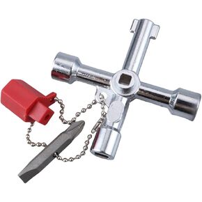 1 Pack 4 Way Sillcock Key Set, Equipped with Bits,Multi Functional Water Key, Cross Key,Water Shut Off Tool, Water Spigot Key, Suitable for Valve, Faucet and Spigots in Kuwait