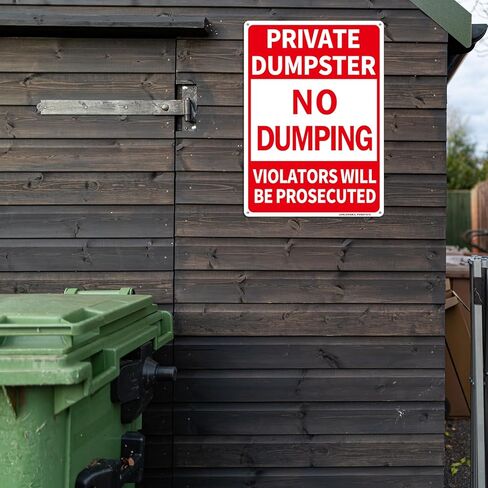 2 Pack Private Dumpster- No Dumping Sign, 14"x 10" Aluminum No Dumping-Violators Will Be Prosecuted Sign, Rust Free- UV Protected and Weatherproof in Saudi Arabia