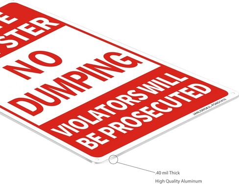 2 Pack Private Dumpster- No Dumping Sign, 14"x 10" Aluminum No Dumping-Violators Will Be Prosecuted Sign, Rust Free- UV Protected and Weatherproof in Saudi Arabia