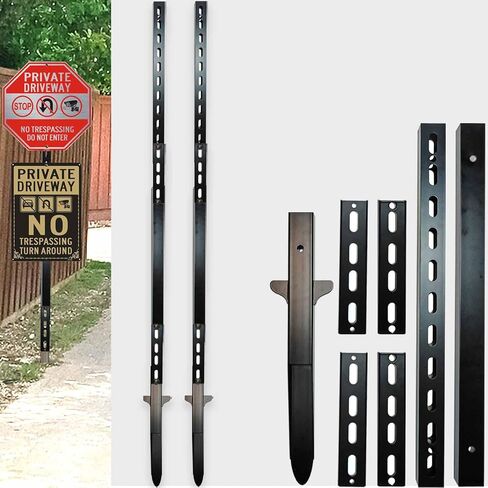 2-Pack 52-Inch Heavy Duty Metal Sign Posts for Outdoor Yard, Parking, Garage & Real Estate – Rust & Wind Resistant, Fits 10–18" Signs in Saudi Arabia