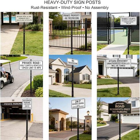 2-Pack 52-Inch Heavy Duty Metal Sign Posts for Outdoor Yard, Parking, Garage & Real Estate – Rust & Wind Resistant, Fits 10–18" Signs in Saudi Arabia