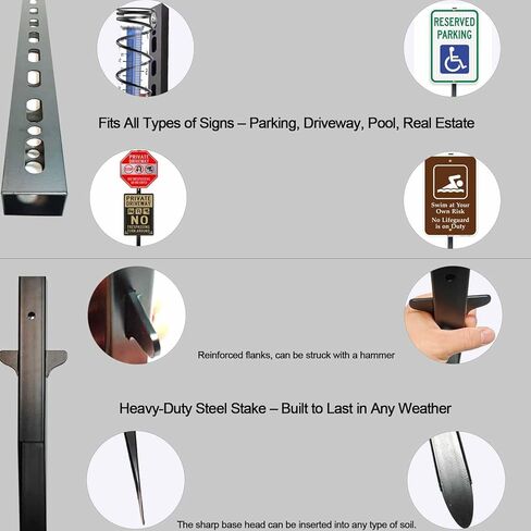 2-Pack 52-Inch Heavy Duty Metal Sign Posts for Outdoor Yard, Parking, Garage & Real Estate – Rust & Wind Resistant, Fits 10–18" Signs in Saudi Arabia