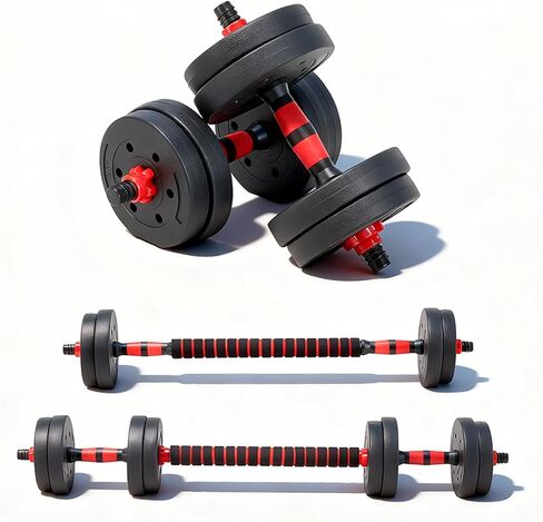 مجموعة الدمبل القابلة للتعديل Olixis ، 4 في 1 دمبل قابلة للتغيير ، Barbell ، Kettlebells و Push Up Stand ، ممارسة متعددة الوظائف واللياقة البدنية لصالة الألعاب الرياضية المنزلية in Kuwait