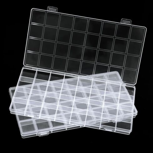 Greentime 2 Pack 32 Grids Clear Plastic Storage Organizer Boxes, Bead Storage Containers for Small Parts Crafts Jewelry Fishing Tackle in Kuwait