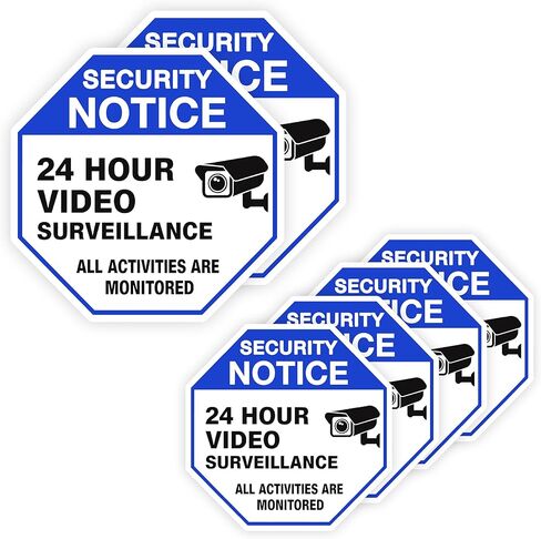 | ملصق المراقبة بالفيديو (6 قطع)، (مقاسان، 2 كبير 3.5 بوصة و4 متوسط ​​2.65 بوصة) - لاصق قوي، متين، علامات أمان مقاومة للماء - مثالي للاستخدام الداخلي والخارجي لتأمين عملك، منزلك، مركبتك، RTC. in Kuwait
