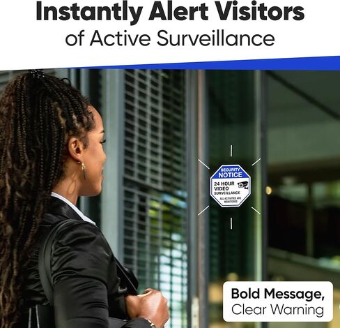 | ملصق المراقبة بالفيديو (6 قطع)، (مقاسان، 2 كبير 3.5 بوصة و4 متوسط ​​2.65 بوصة) - لاصق قوي، متين، علامات أمان مقاومة للماء - مثالي للاستخدام الداخلي والخارجي لتأمين عملك، منزلك، مركبتك، RTC. in Kuwait